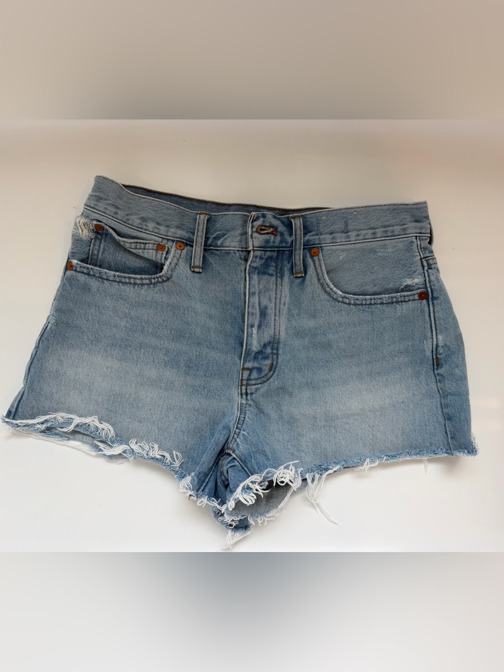 Madewell Light Wash Frayed Hem Denim Shorts